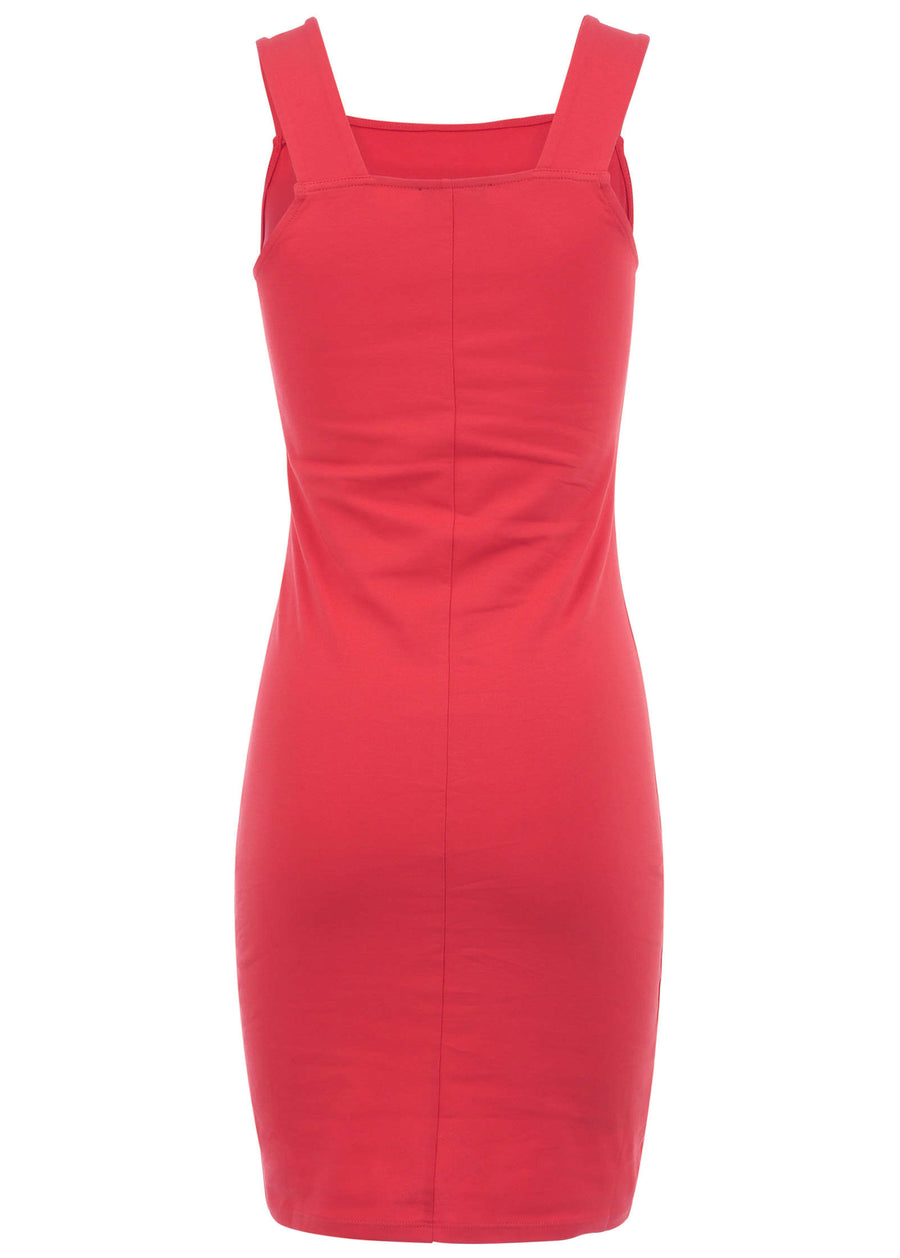 Square Neck Tank Dress - Red