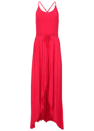 Robe débardeur haute basse - Rouge - thumbnail-4