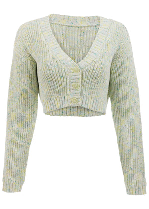 Marled Crop Cardigan - Multi Color - thumbnail-4