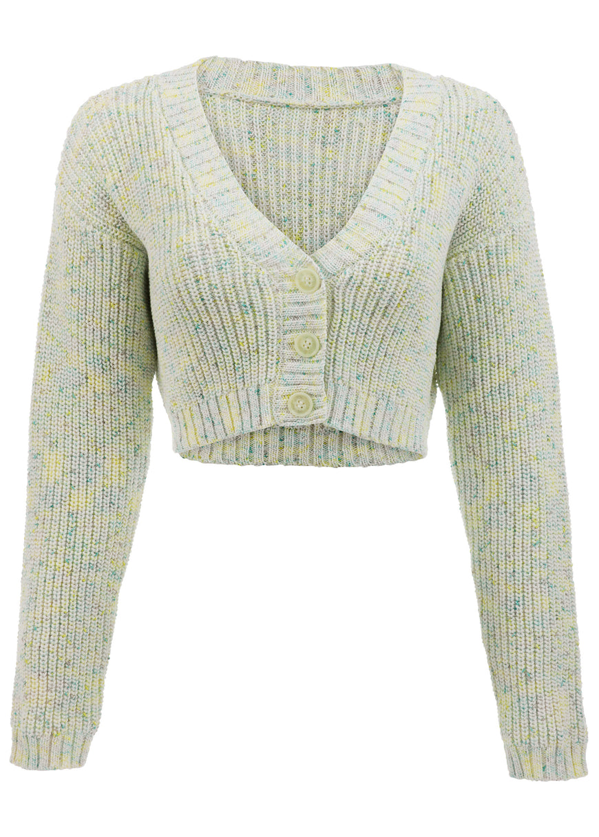 Marled crop cardigan - Multi Color