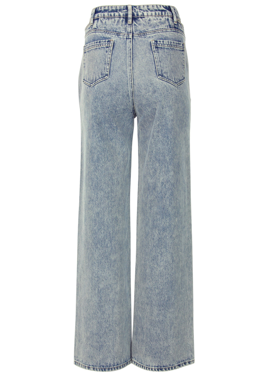 Rhinestone Cut Out Jeans - Acid Wash