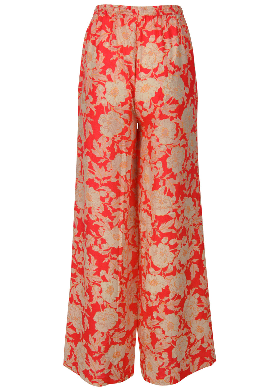 Cotton Linen Wide Leg Pants - Venetian Floral