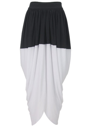 Front slit midi skirt - Black & White - thumbnail-4