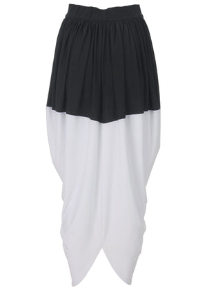 Front Slit Midi Skirt - Black & White - thumbnail-5