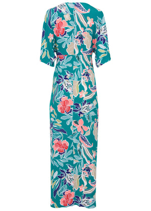 Robe longue torsadée sur le devant - Paradise Floral - thumbnail-4