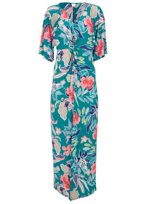 Robe longue torsadée sur le devant - Paradise Floral - thumbnail-3