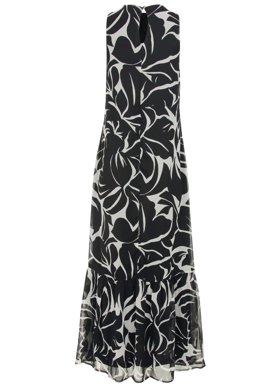 Ruffle hem maxi dress - Woodcut Botanical