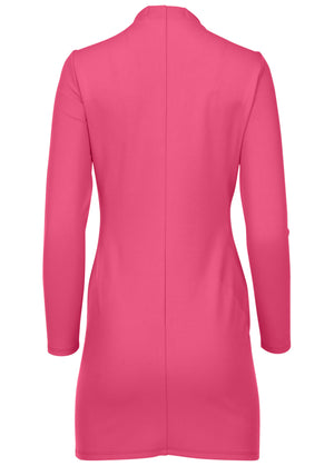 Ponte Quarter Zip Dress - Hot Pink - thumbnail-5