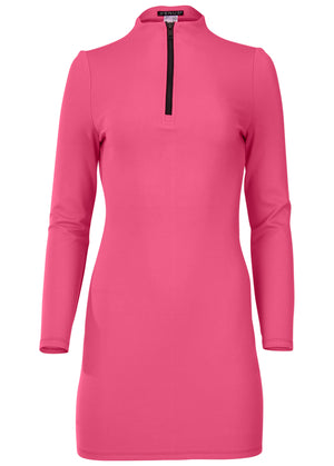 Ponte Quarter Zip Dress - Hot Pink - thumbnail-4