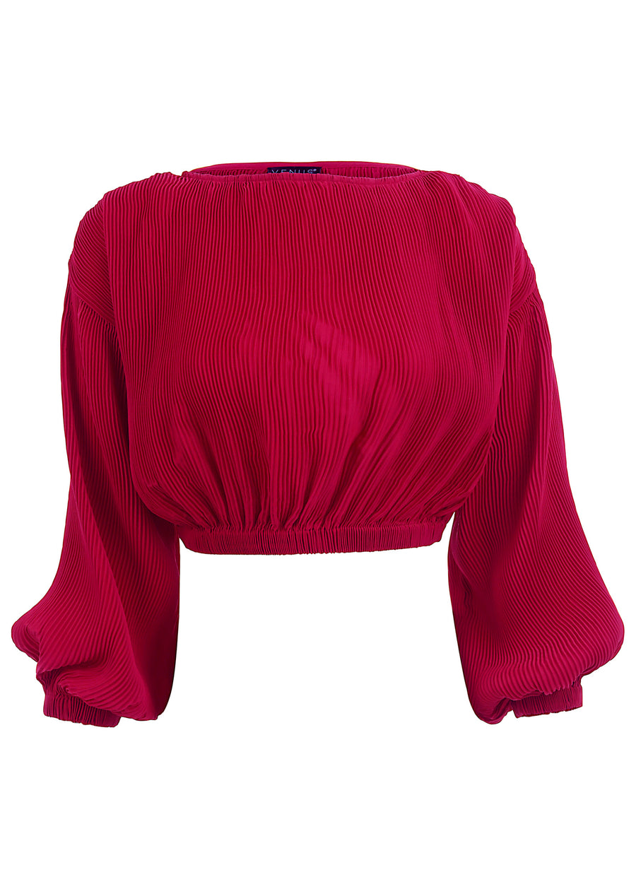 Plisse Billow Top - Red