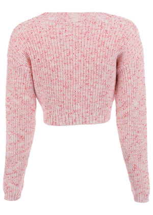 Marled Crop Cardigan - Coral - thumbnail-5