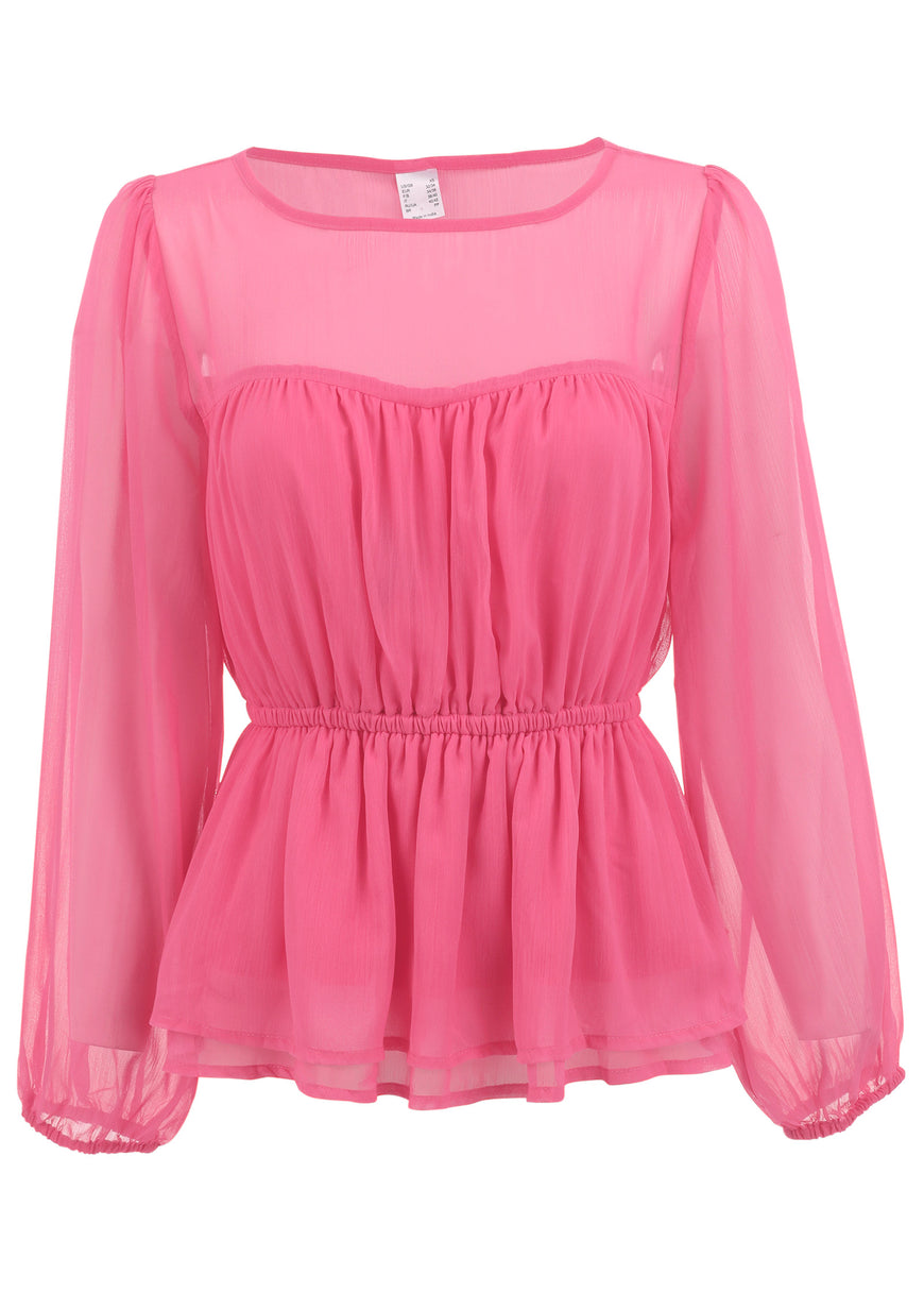 Blouse beauté transparente - Rose vif