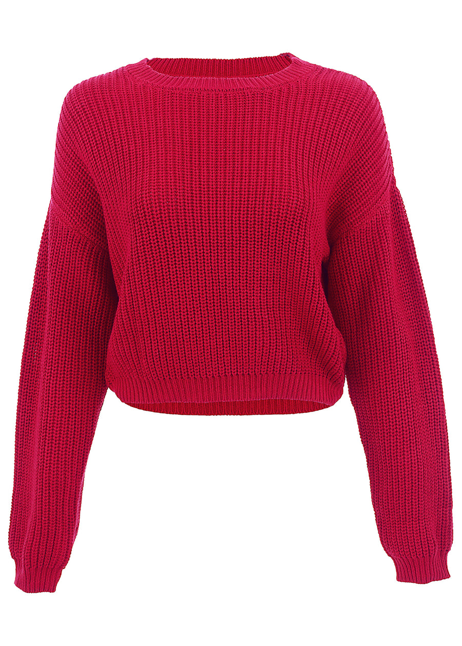 Slub crew sweater - Red