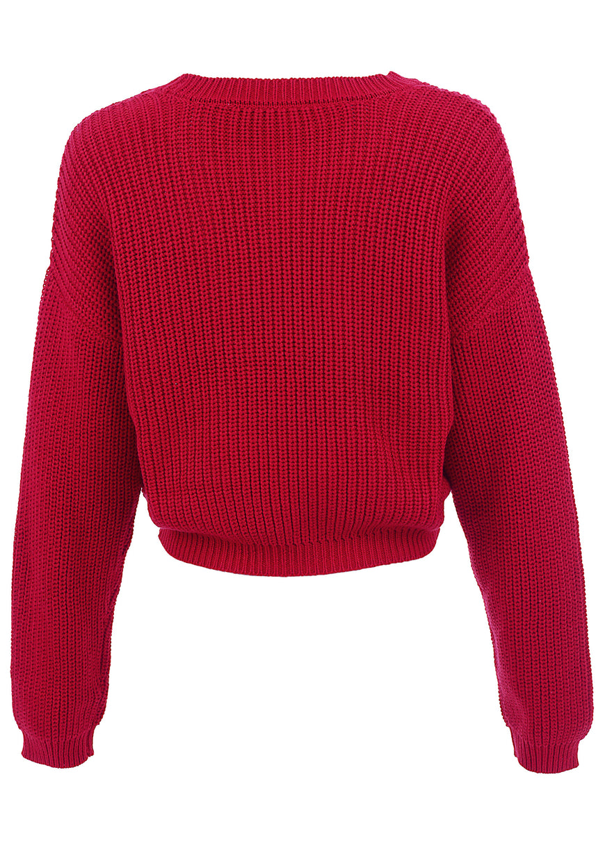 Slub crew sweater - Red