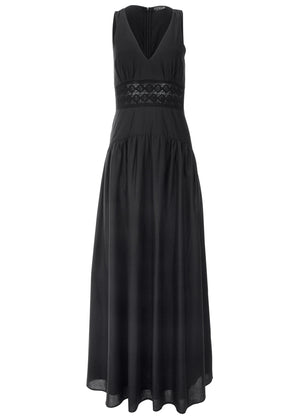 Lace Detail Drop Waist Maxi - Black - thumbnail-3