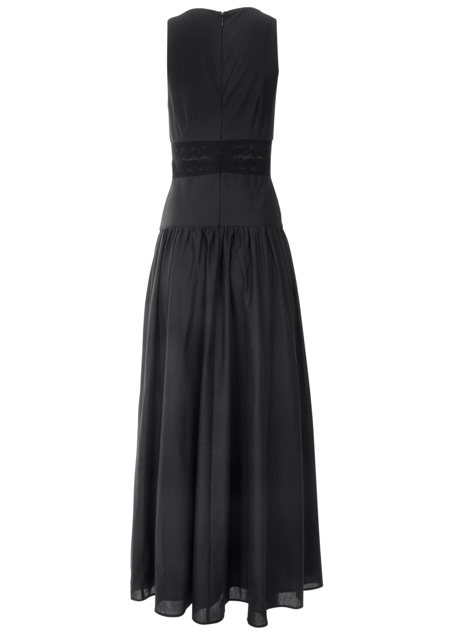 Robe longue à col en V - Noir