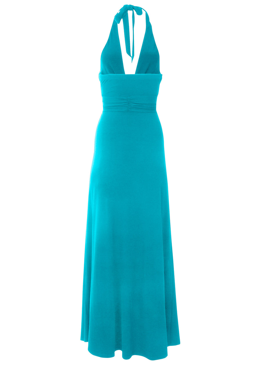 Plunging Knot Maxi Dress - Teal