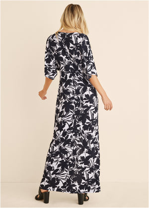 Twist Front Maxi Dress - Exotic Shadow Floral - thumbnail-6