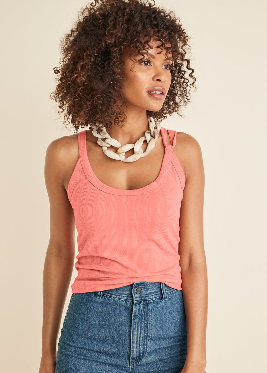 2-Pack Strappy Tank - Coral & Tan