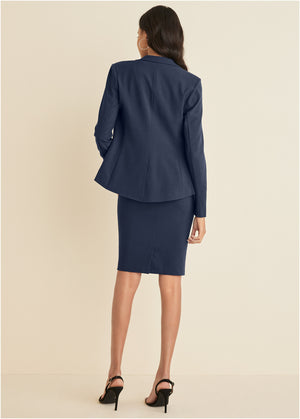 Pencil Skirt Suit Set - Navy - thumbnail-2