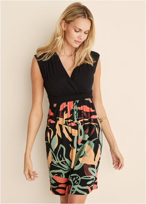 Abstract Print Dress  - Black Multi - thumbnail-6