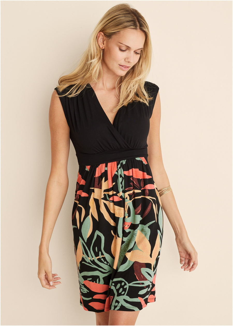 Abstract Print Dress  - Black Multi