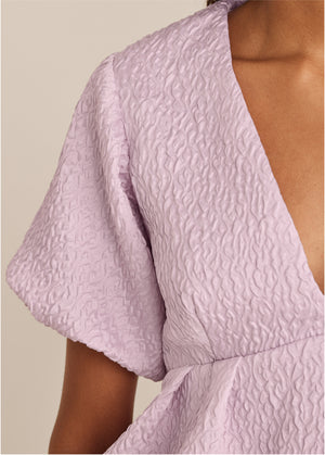 Textured V-Neck Top - Lilac - thumbnail-5