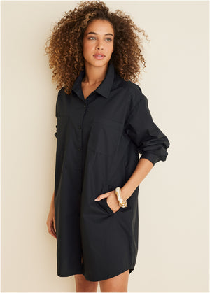 Shirt Dress - Black - thumbnail-5