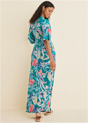 Robe longue torsadée sur le devant - Paradise Floral - thumbnail-2