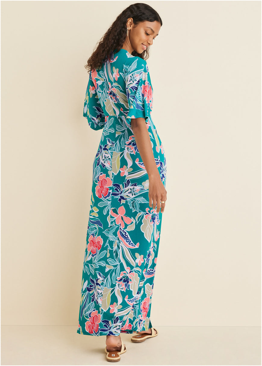 Robe longue torsadée sur le devant - Paradise Floral