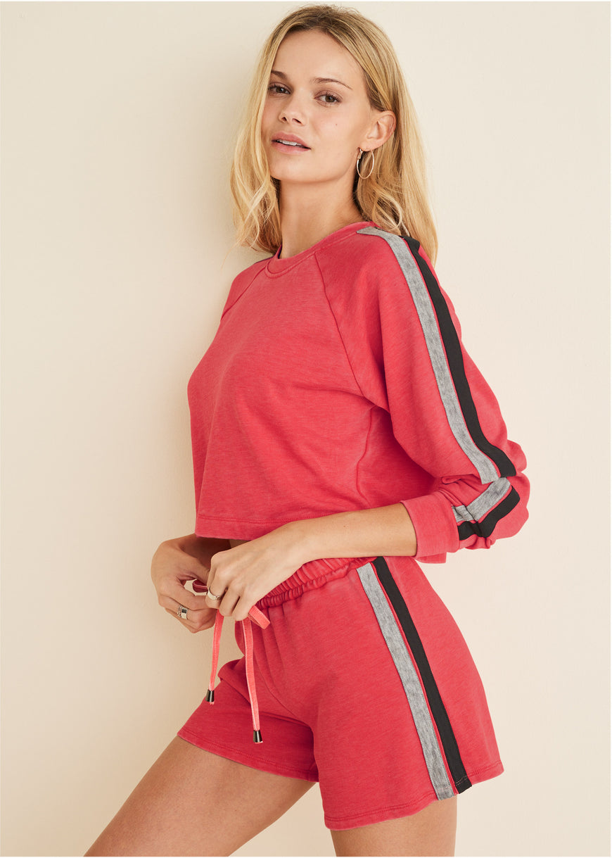 Sweatshirt And Shorts Set - Red