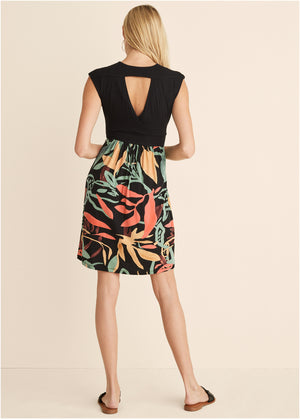 Abstract Print Dress  - Black Multi - thumbnail-2