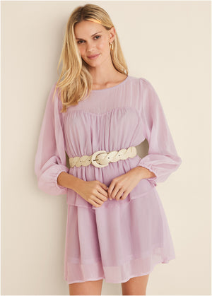 Sheer Beauty Mini Dress - Lilac - thumbnail-6