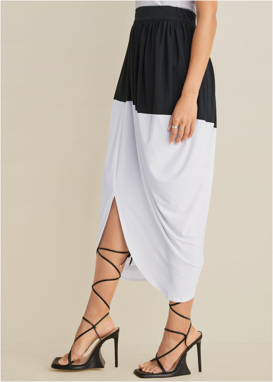 Front slit midi skirt - Black & White