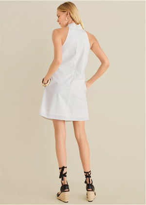 Twist Halter Dress - Off White - thumbnail-2