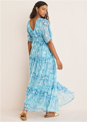 Flutter sleeve maxi dress - Water Snake - thumbnail-2