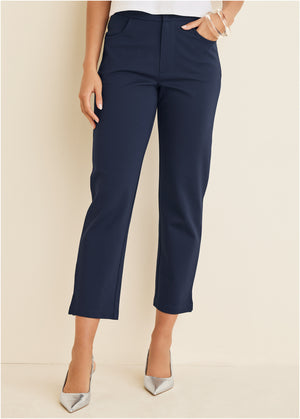 Raquel Straight Leg Pants - Navy - thumbnail-2