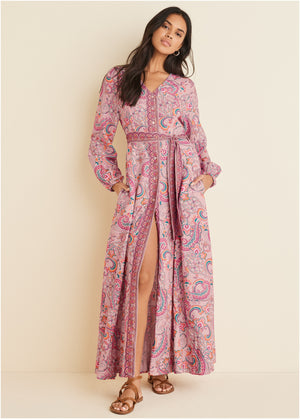 Tie-Waist Maxi Dress - Venetian Paisley - thumbnail-6