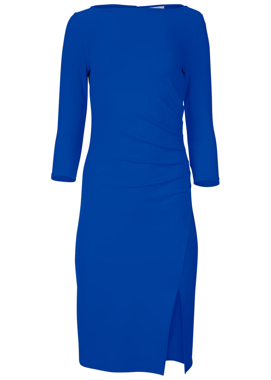 Robe midi froncée - Bleu