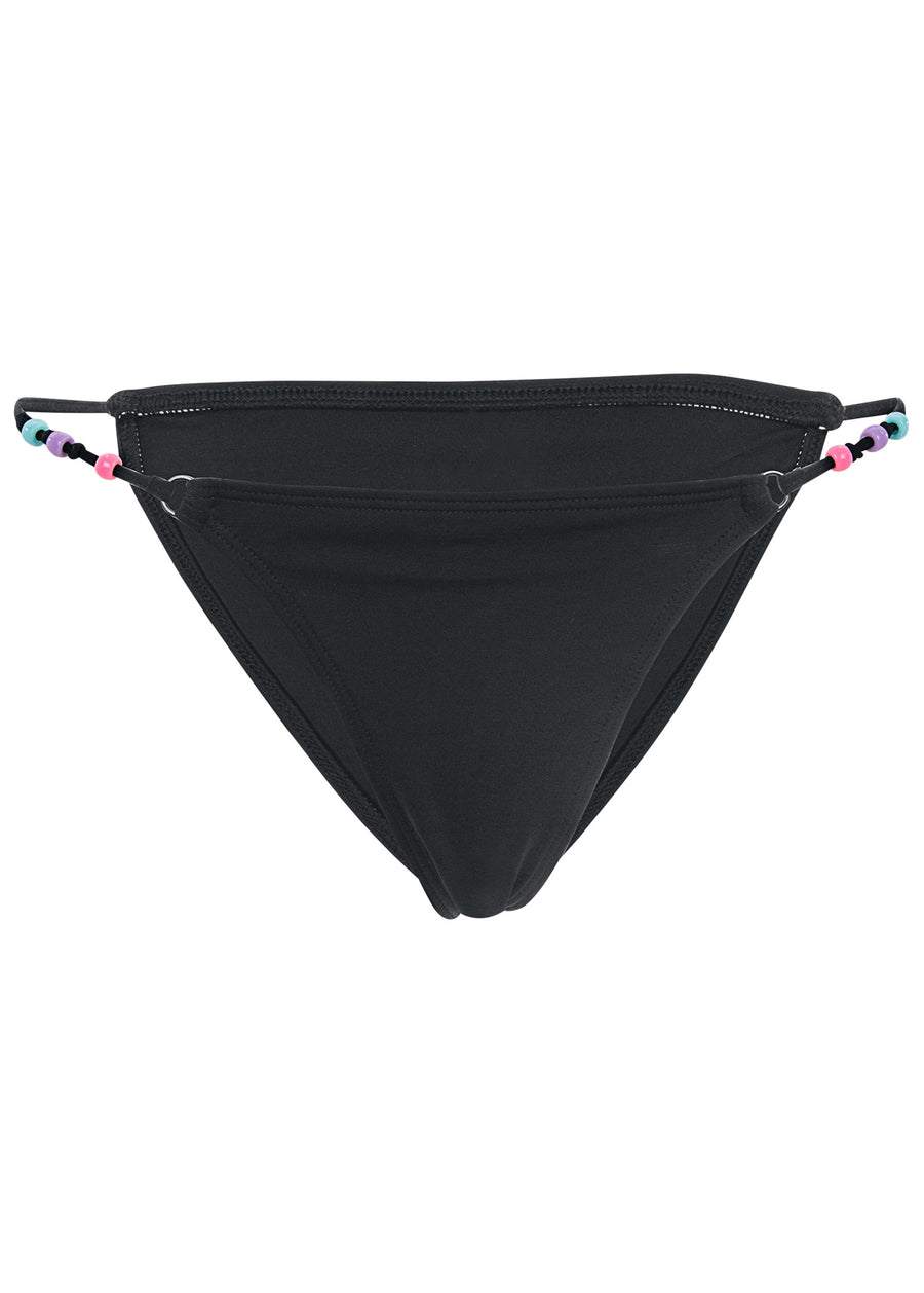 Beaded String Bikini Bottom - Black Beauty