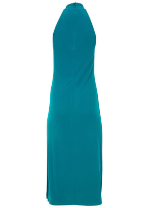 High Neck Midi Dress - Teal - thumbnail-5