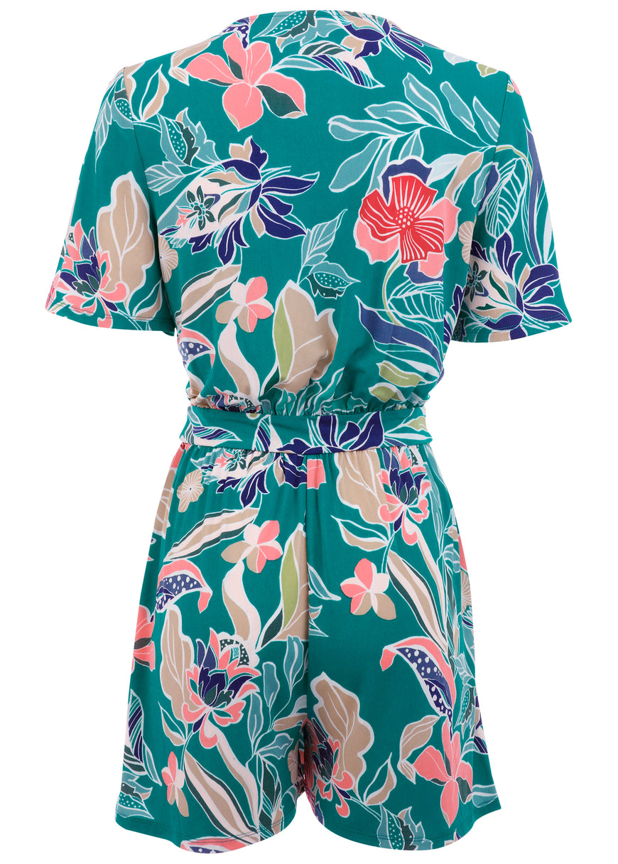 Tie Waist Romper - Paradise Floral