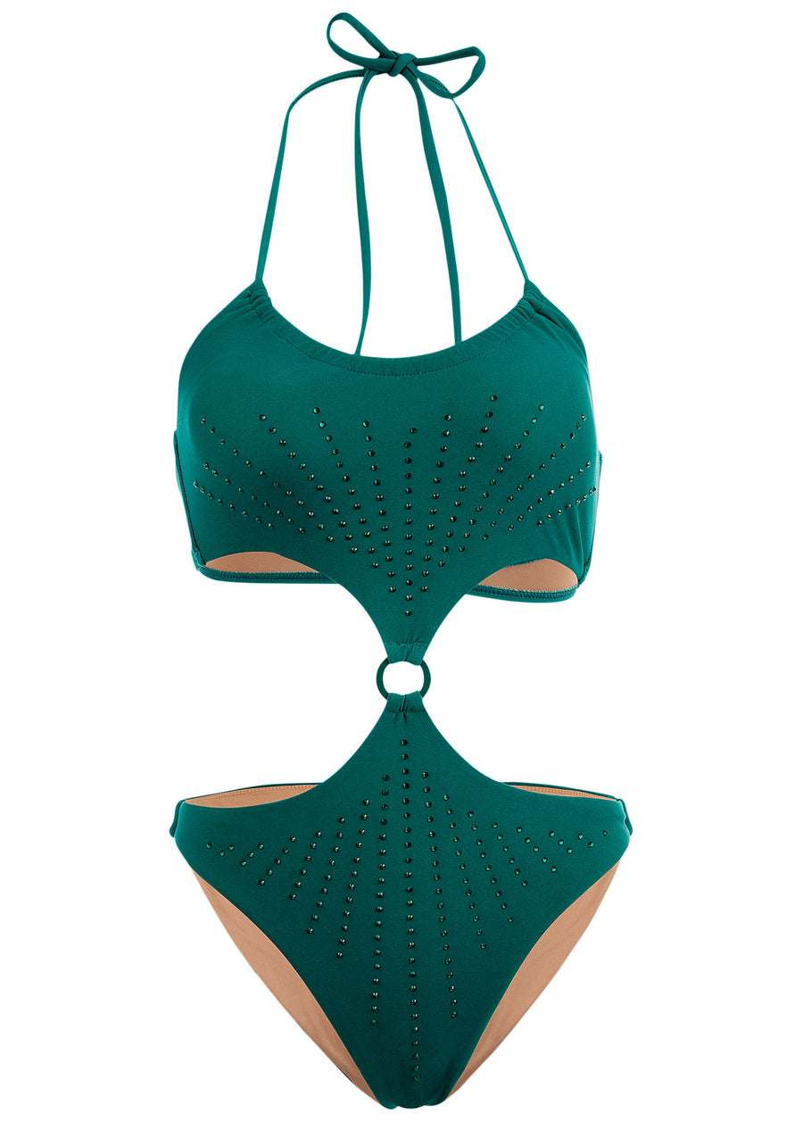 Rhinestone one-piece - Green Glory