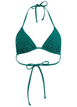 Knit Triangle Bikini Top - Green Glory - thumbnail-3