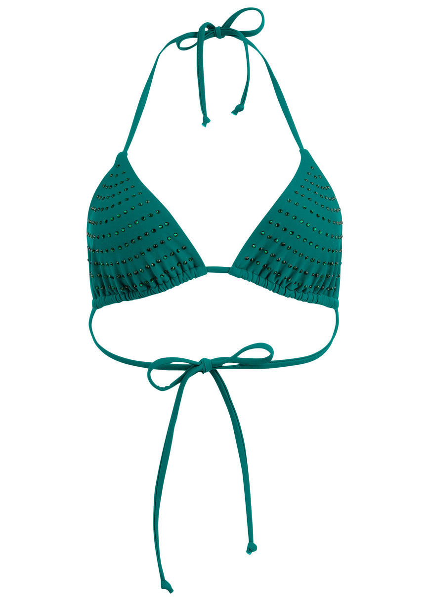 Knit Triangle Bikini Top - Green Glory