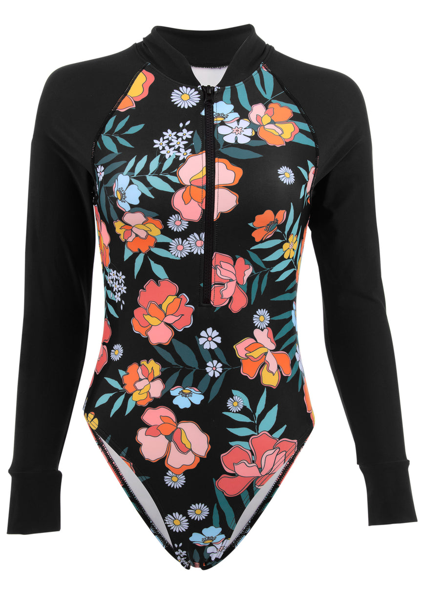 Long Sleeve One-Piece - Floral Delight