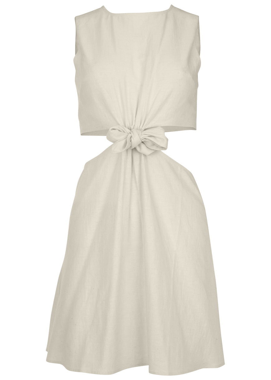 Linen cutout mini dress - Cream