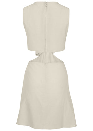 Linen cutout mini dress - Cream - thumbnail-5