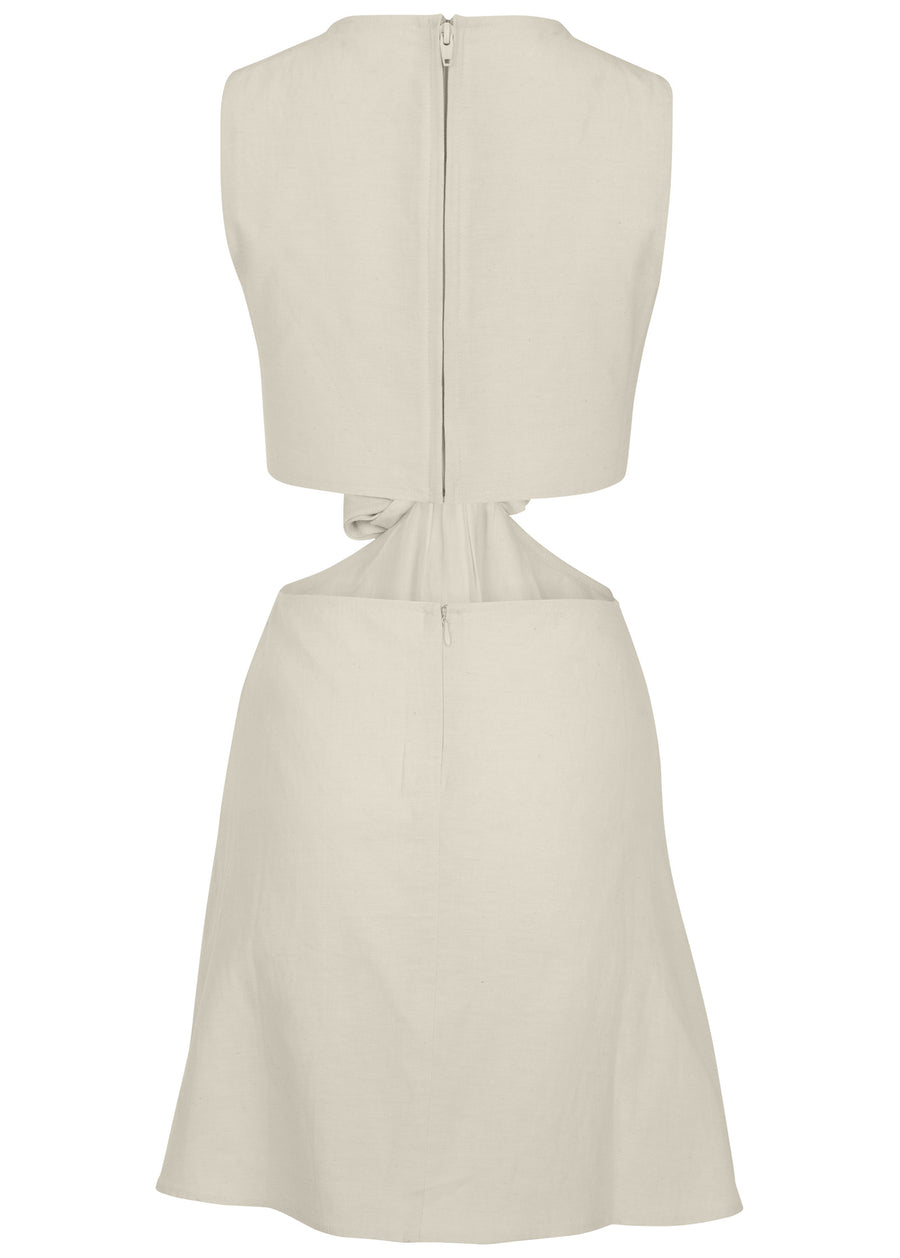 Linen cutout mini dress - Cream