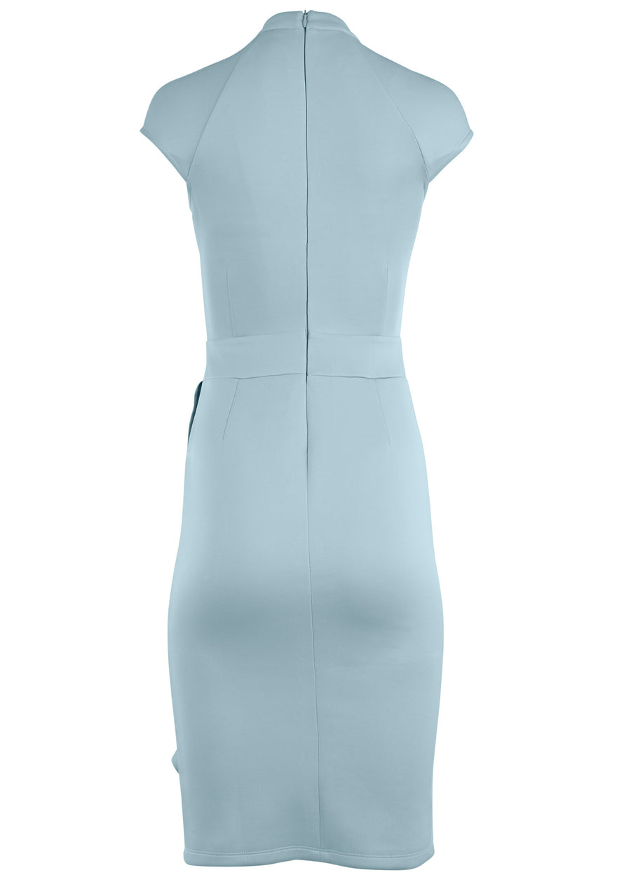 Cutout Ruffle Midi Dress - Light Blue